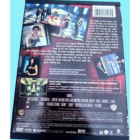 House On Haunted Hill DVD Horror Warner Bros 1999 - Picture 2 of 2